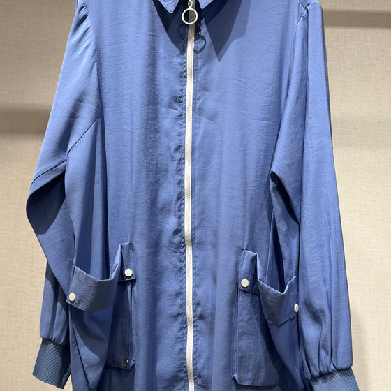 Blue top with zipper shirt