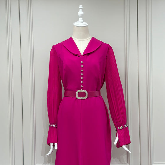 Fuchsia evening chiffon dress