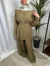 Armine olive green pants set SS26