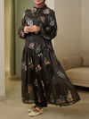 organza black floral dress
