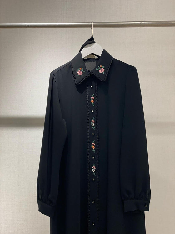 Embroidered black long shirt