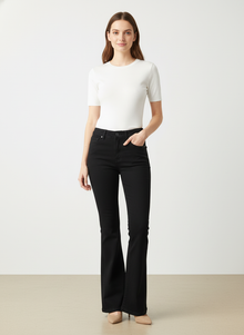  black flare denim pants