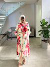 Italian printed pink shirt dress