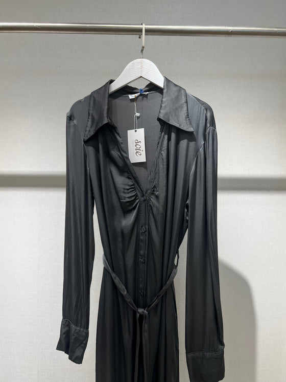 grey silk italian shirt dress