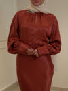 serpil brick red evening dress