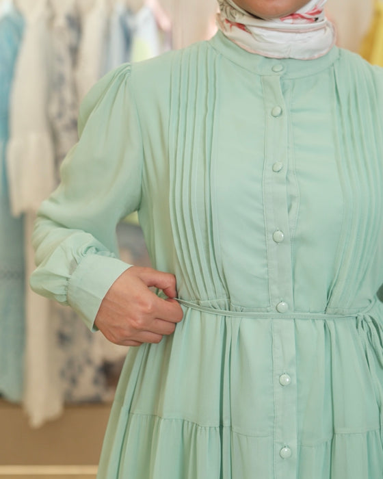 Aqua chiffon mini dress