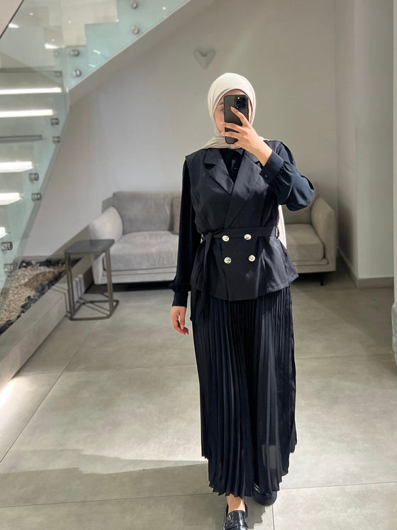 Maxi black vested dress