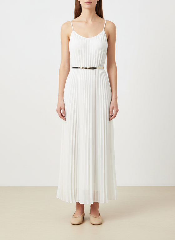 Italy plisse white dress