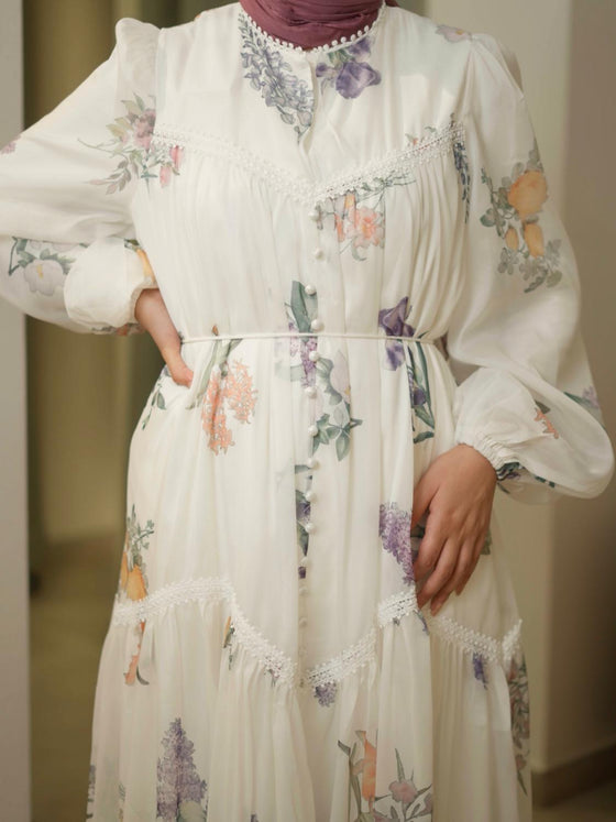 Organza offwhite floral dress