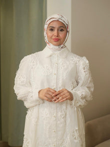  Organza white shirt dress