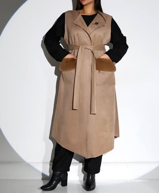 Suede camel vest