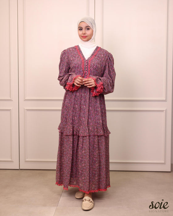 Serpil Bordeaux printed dress