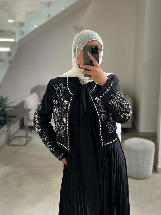 black evening dress set