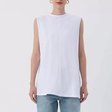  Basic sleeveless chiffon white top