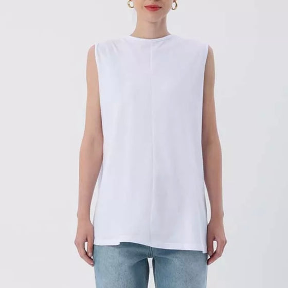 Basic sleeveless chiffon white top