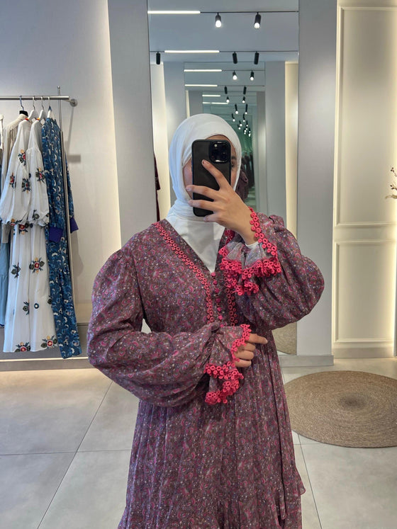 Serpil Bordeaux printed dress