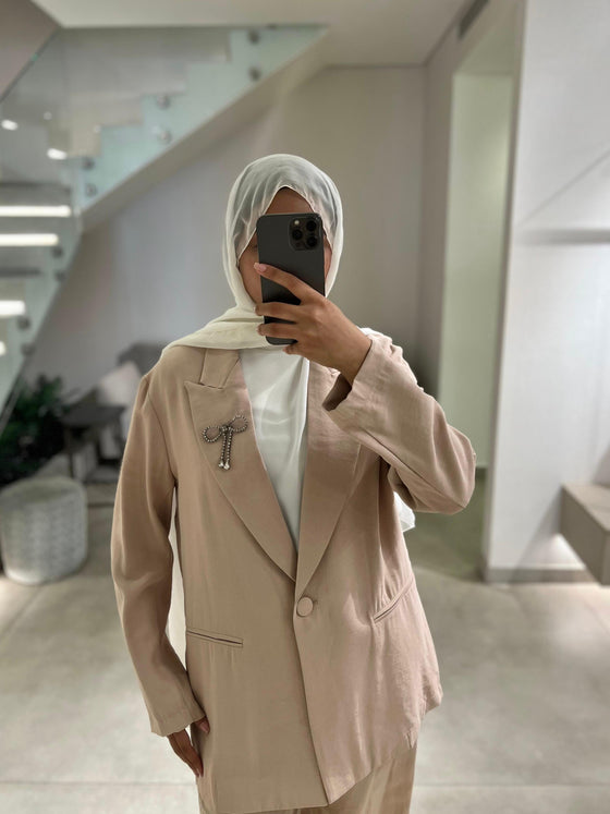 Italian blazer beige set