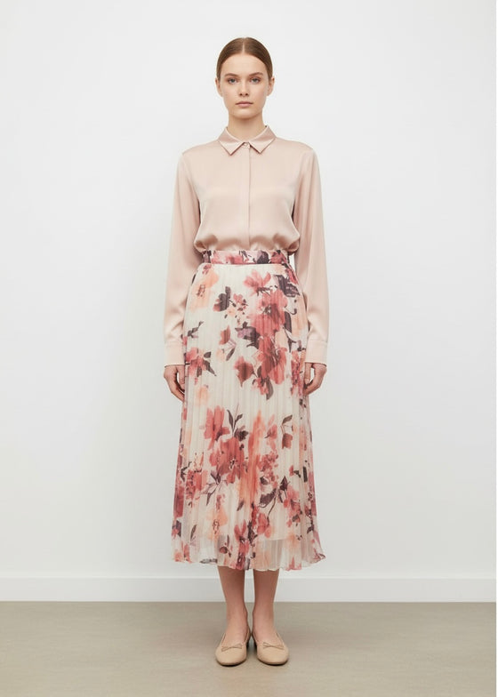 salmon printed skirt