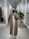 Long camel wool cardigan