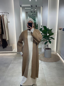  Long camel wool cardigan