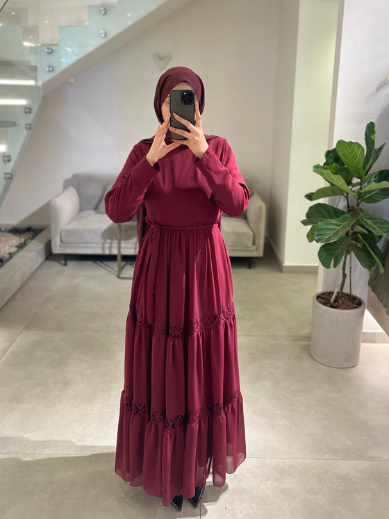Bordeaux lace dress set