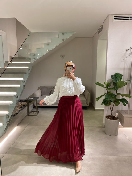 Chiffon  bordeaux pleated skirt