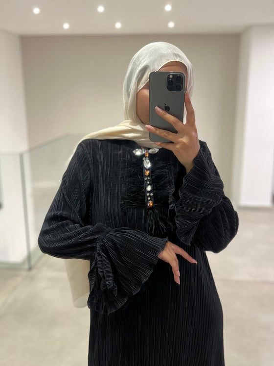 black lined dress