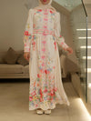 Offwhite floral belted dress