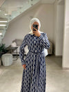 Printed navy dress