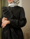Crepon black evening dress