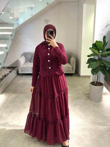  Bordeaux lace dress set