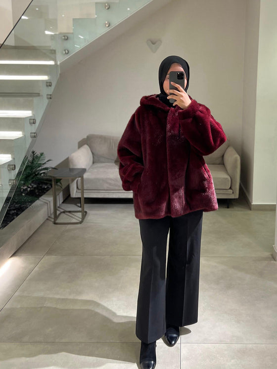 Fur bordeaux jacket FW26