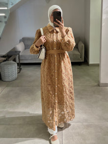  organza camel shirt dress