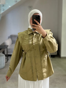  Waisted olive shirt