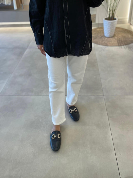 Denim white pants