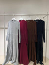 pleated wool brown dress