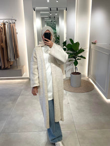  Long beige wool cardigan