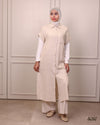 Italy linen sleeveless beige set