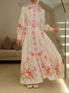 Offwhite floral belted dress