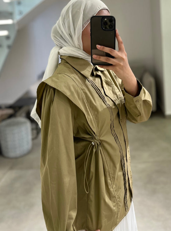 Waisted olive shirt