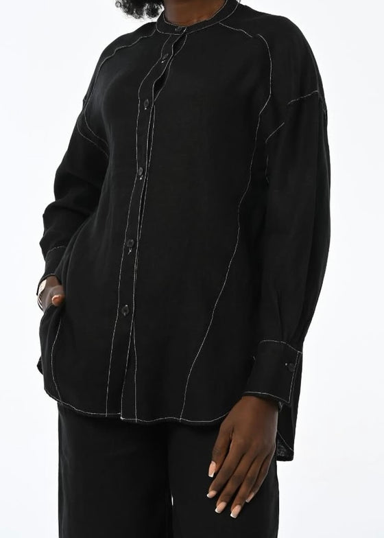 Linen black &white shirt