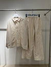 Linen embroidered beige set