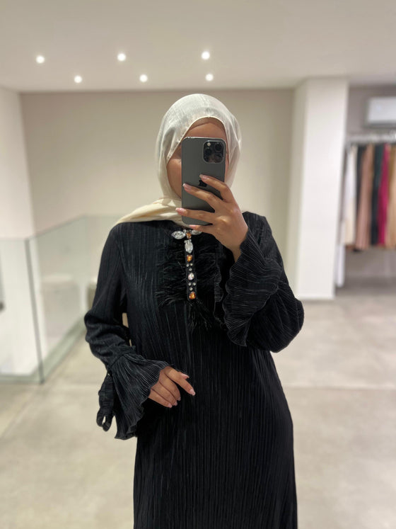 black lined dress