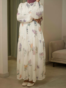  Organza offwhite floral dress