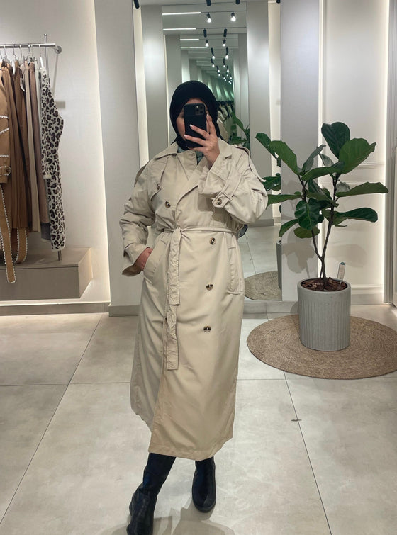 Beige trench coat