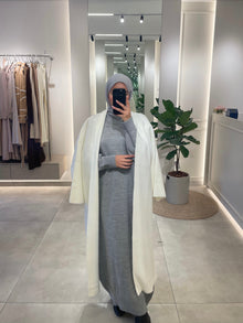  long offwhite wool cardigan