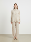 Linen embroidered beige set