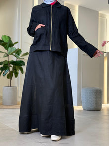  linen black skirt set FW26