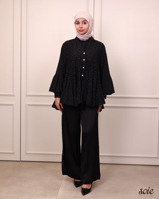 italian crochet black shirt