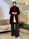 Burgundy velvet long blazer FW26